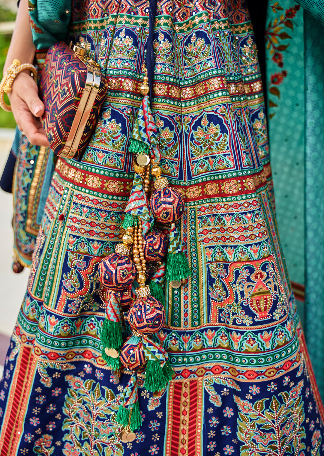 Blue Woven Traditional Rajwadi Patola Silk Lehenga