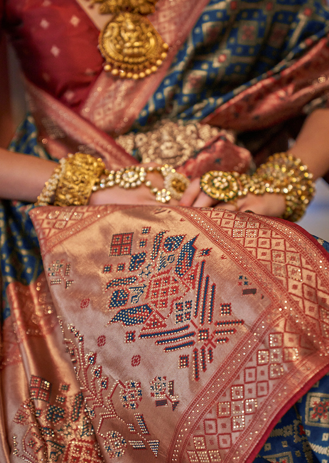 Navy Blue Woven Royal Patola Silk Saree