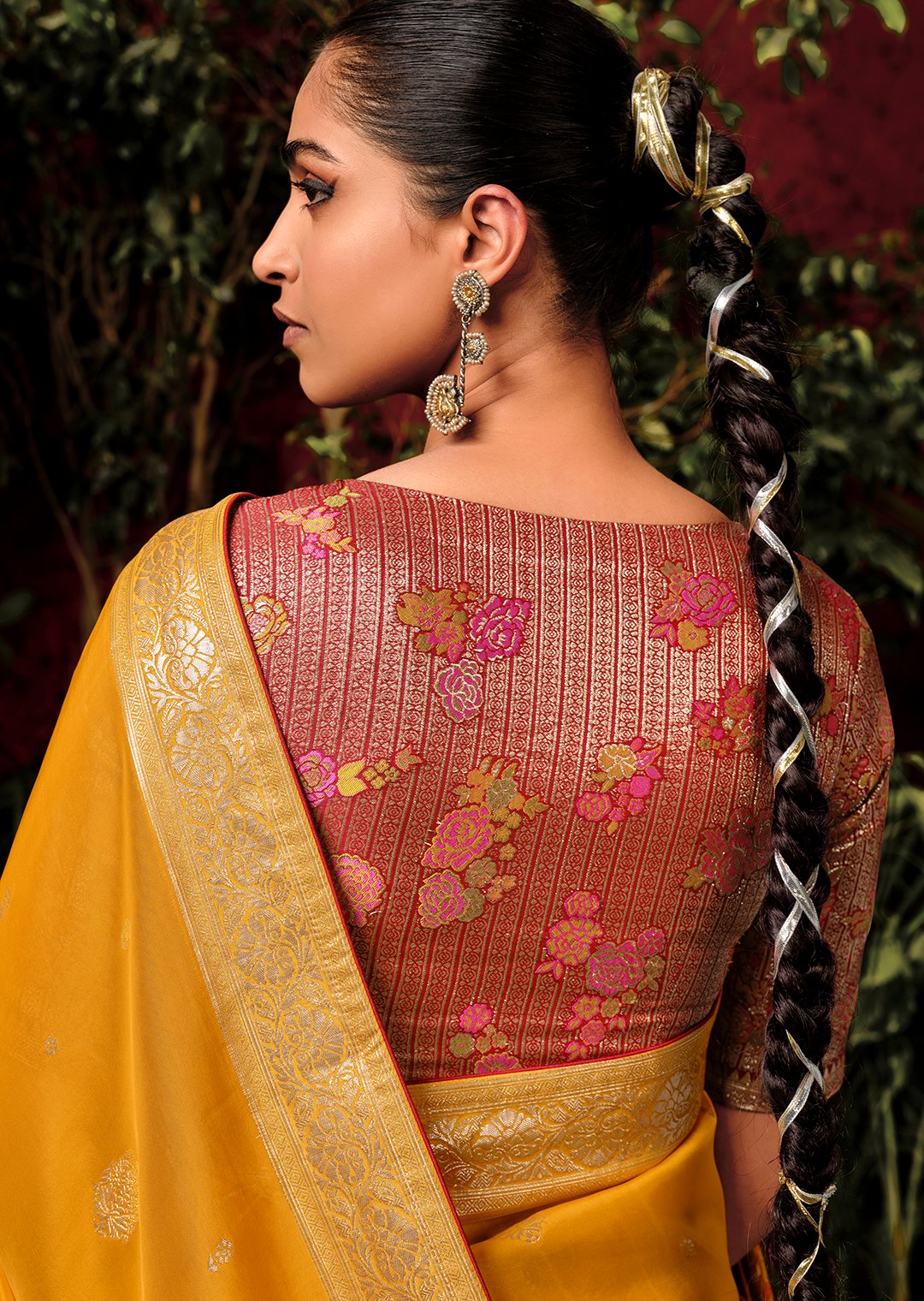 Golden Yellow Woven Pure Viscose Dola Silk Banarasi Saree