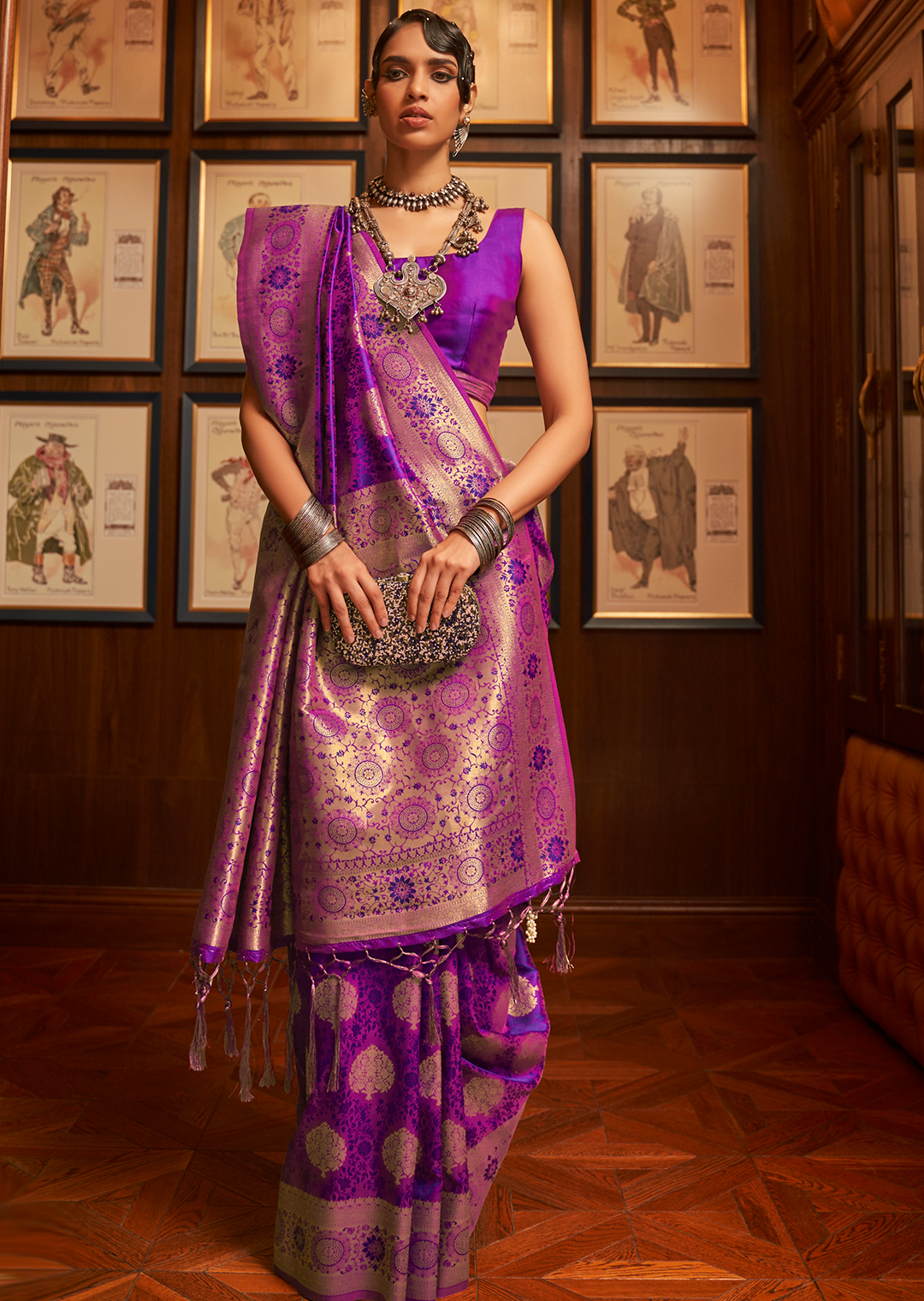 MAGENTA PURPLE ZARI WOVEN HANDLOOM BANARASI SILK SAREE