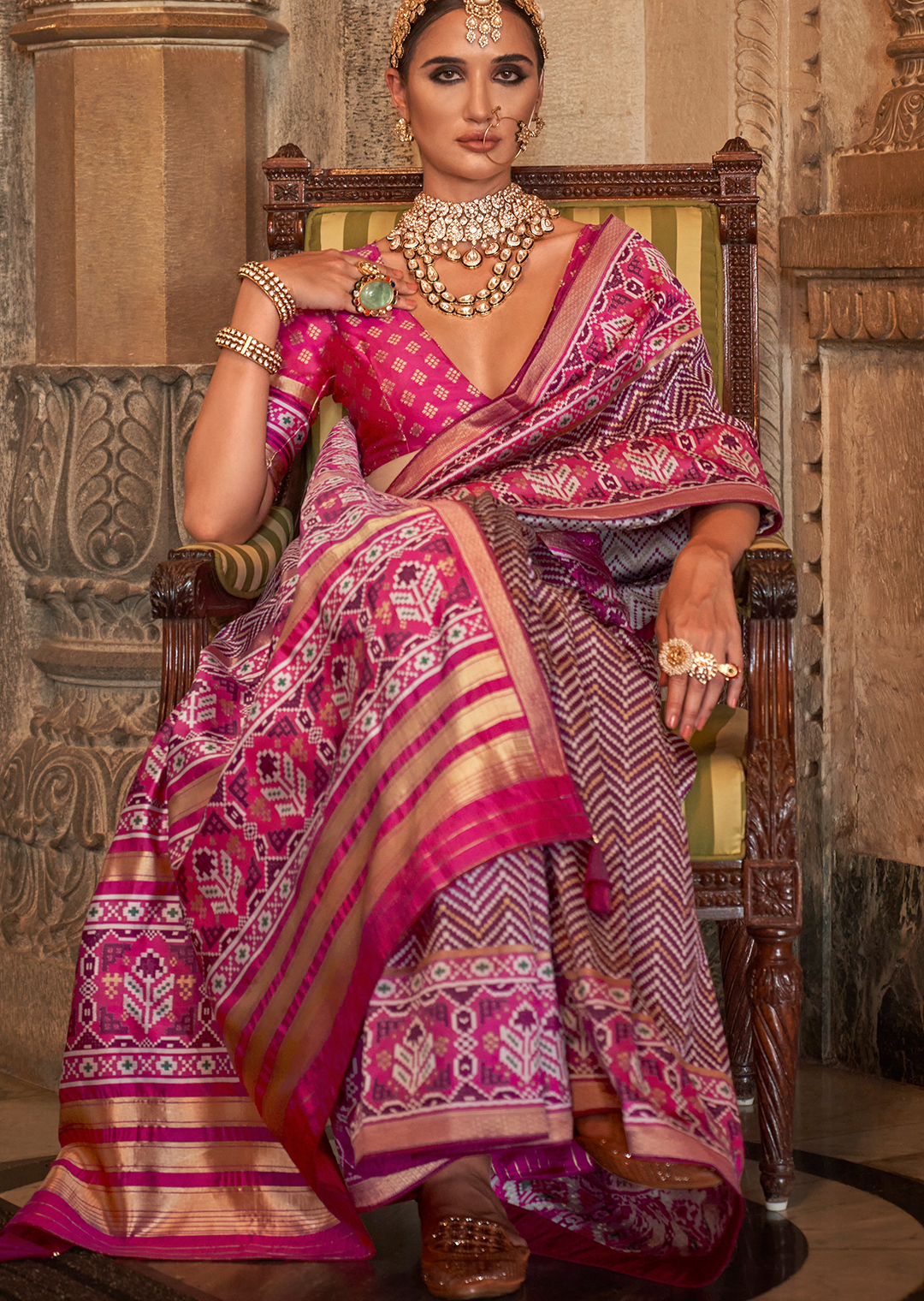 Purple Woven Royal Traditional Patola Silk Saree