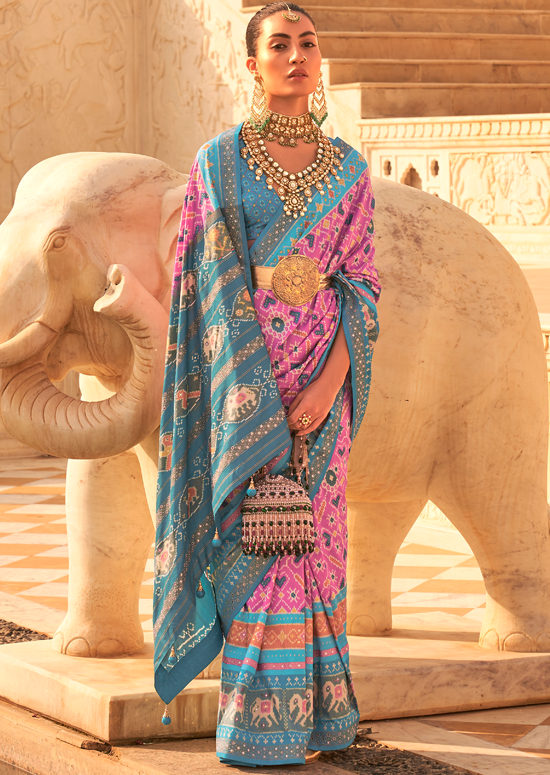 Lilac Purple Woven Royal Traditional Patola Silk Saree