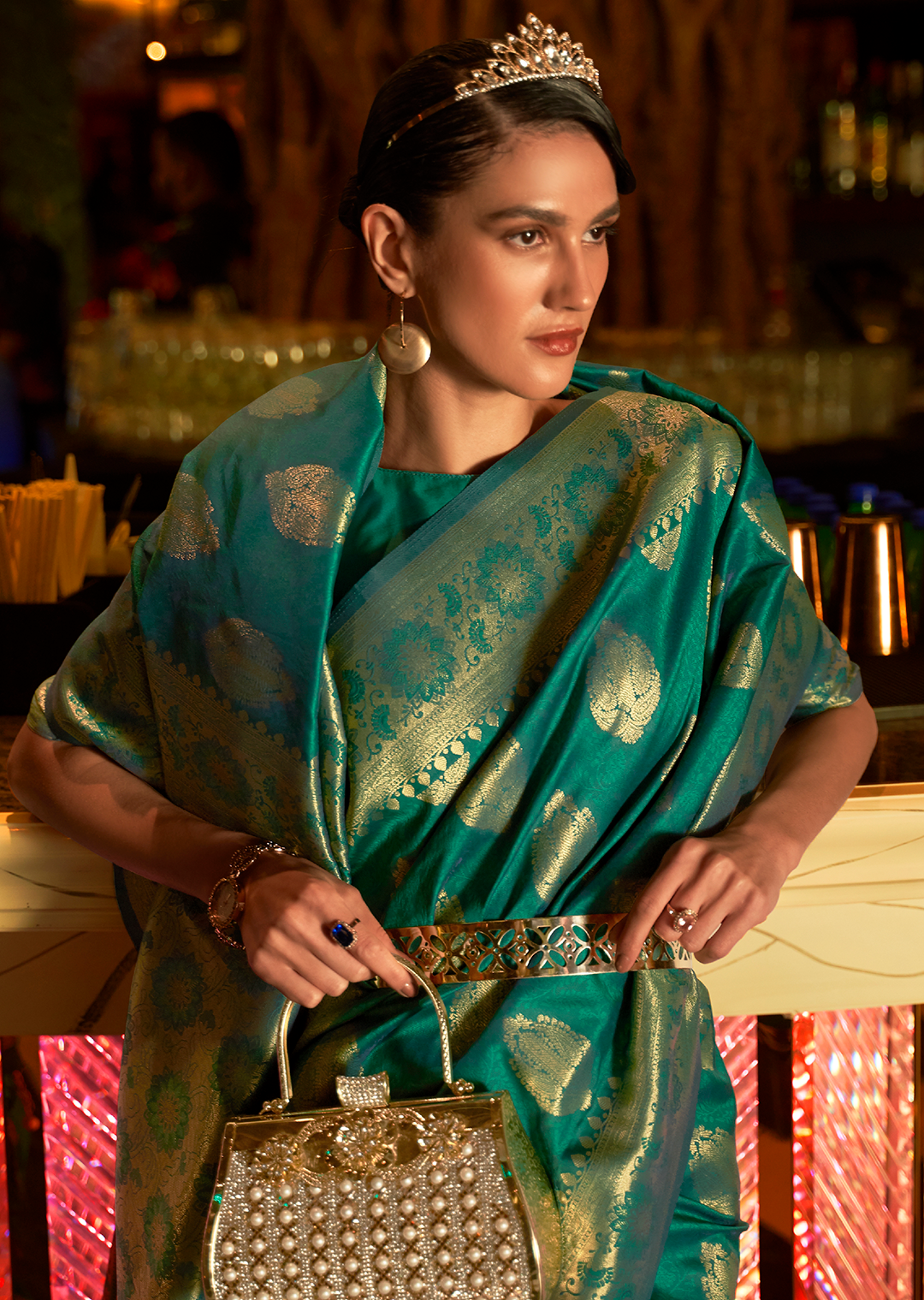 Jade Green Zari Woven Pure Handloom Banarasi Silk Saree