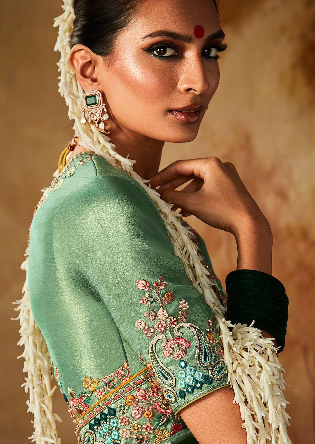 Tiffany Green Zari Woven Heavy Embroidered Designer Kanjivaram Silk Saree