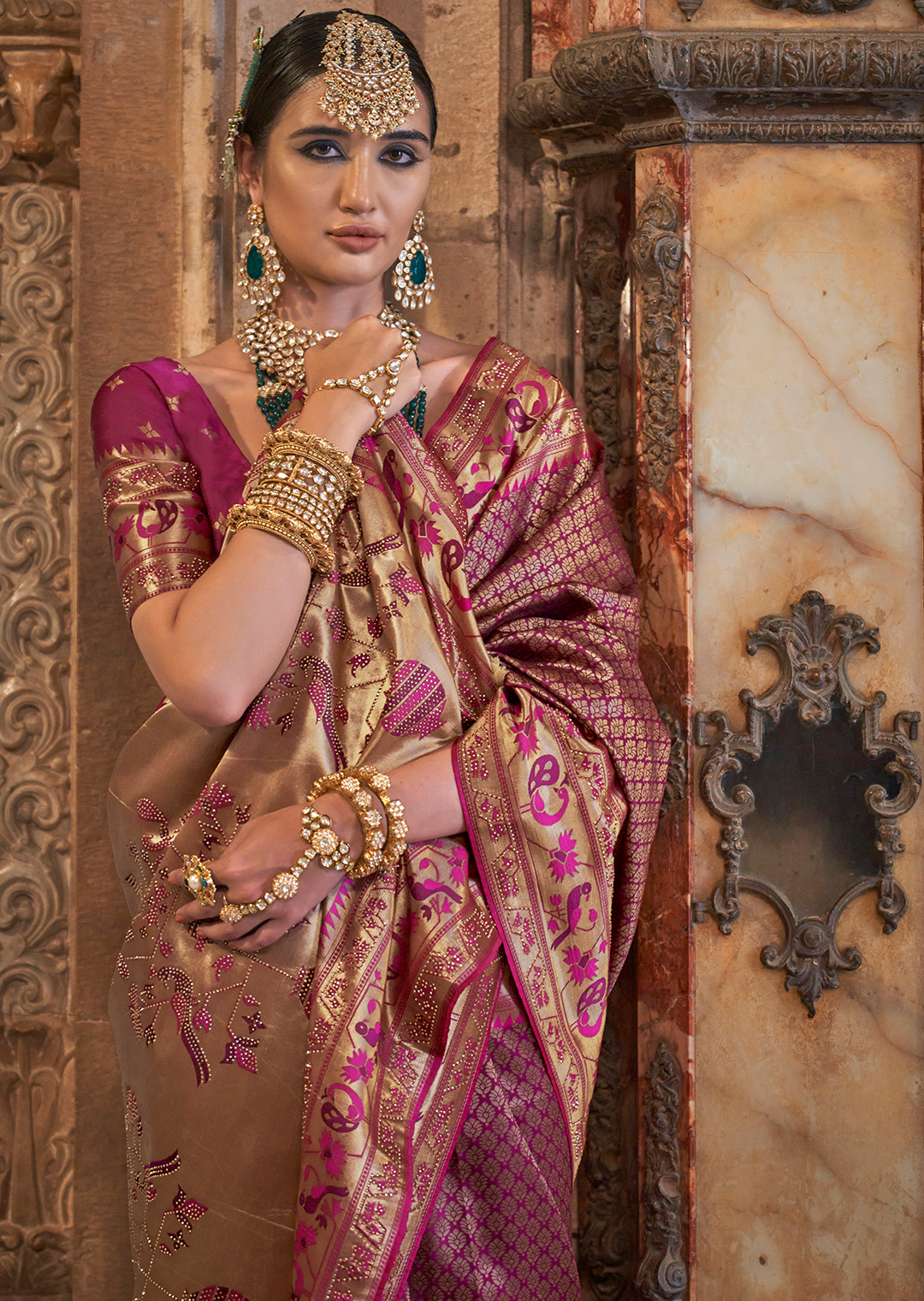 Purple Zari Woven Kanjivaram Paithani Silk Saree