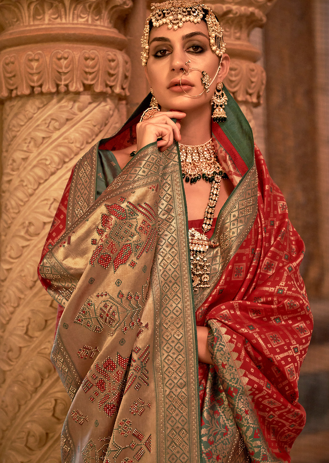 Red	Woven Royal Patola Silk Saree