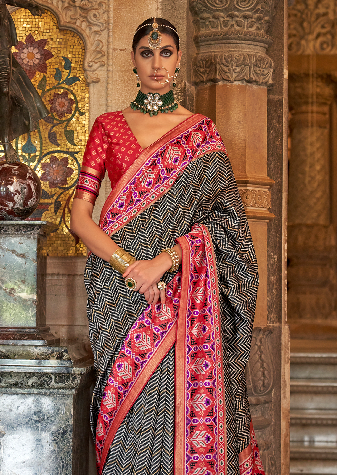 Black Woven Royal Traditional Patola Silk Saree