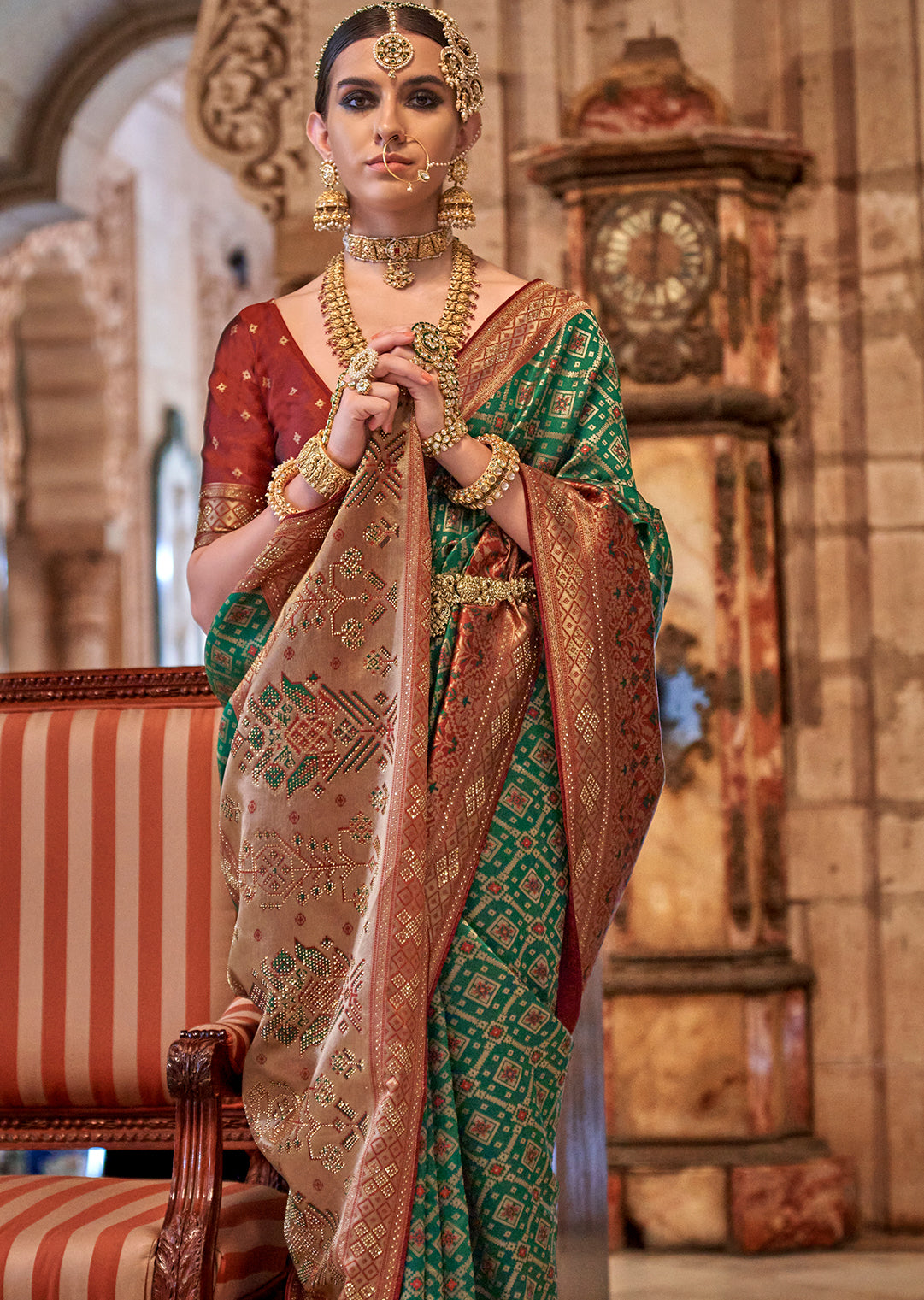 Jade Green Woven Royal Patola Silk Saree