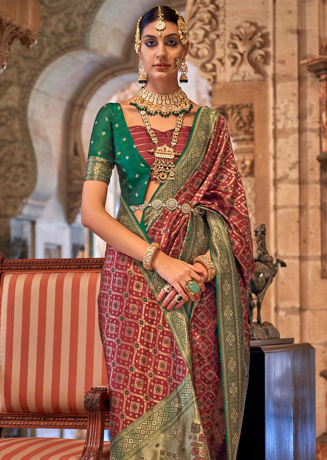 Brick Red Woven Royal Patola Silk Saree