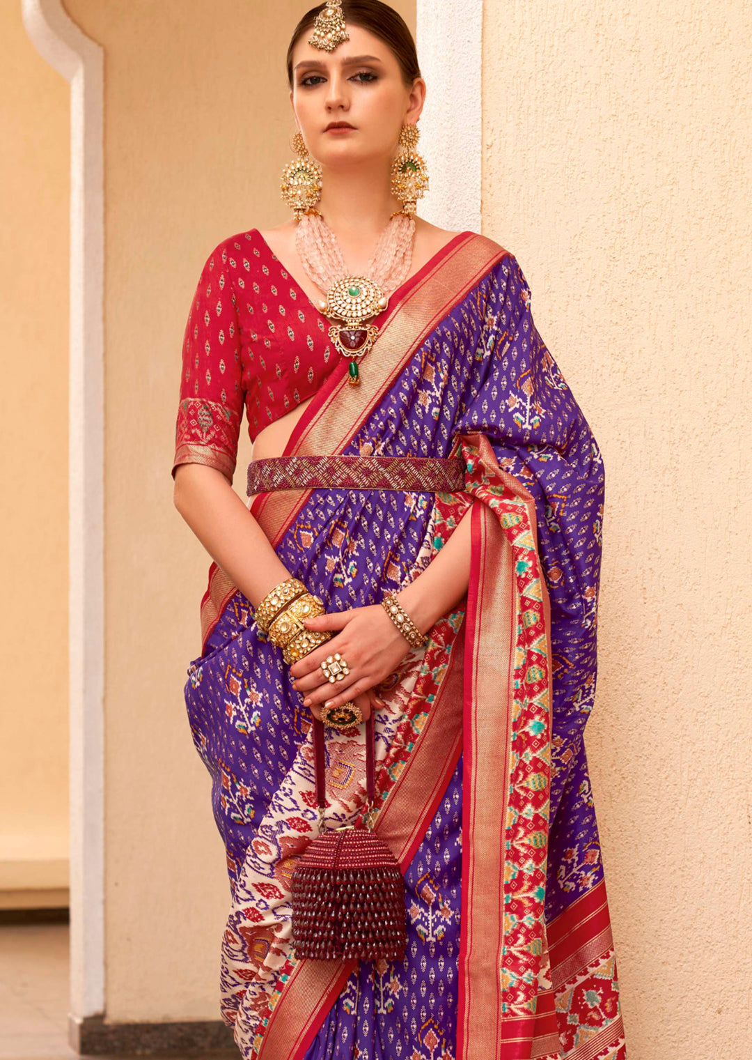 Purple Woven Traditional Patola Silk Saree