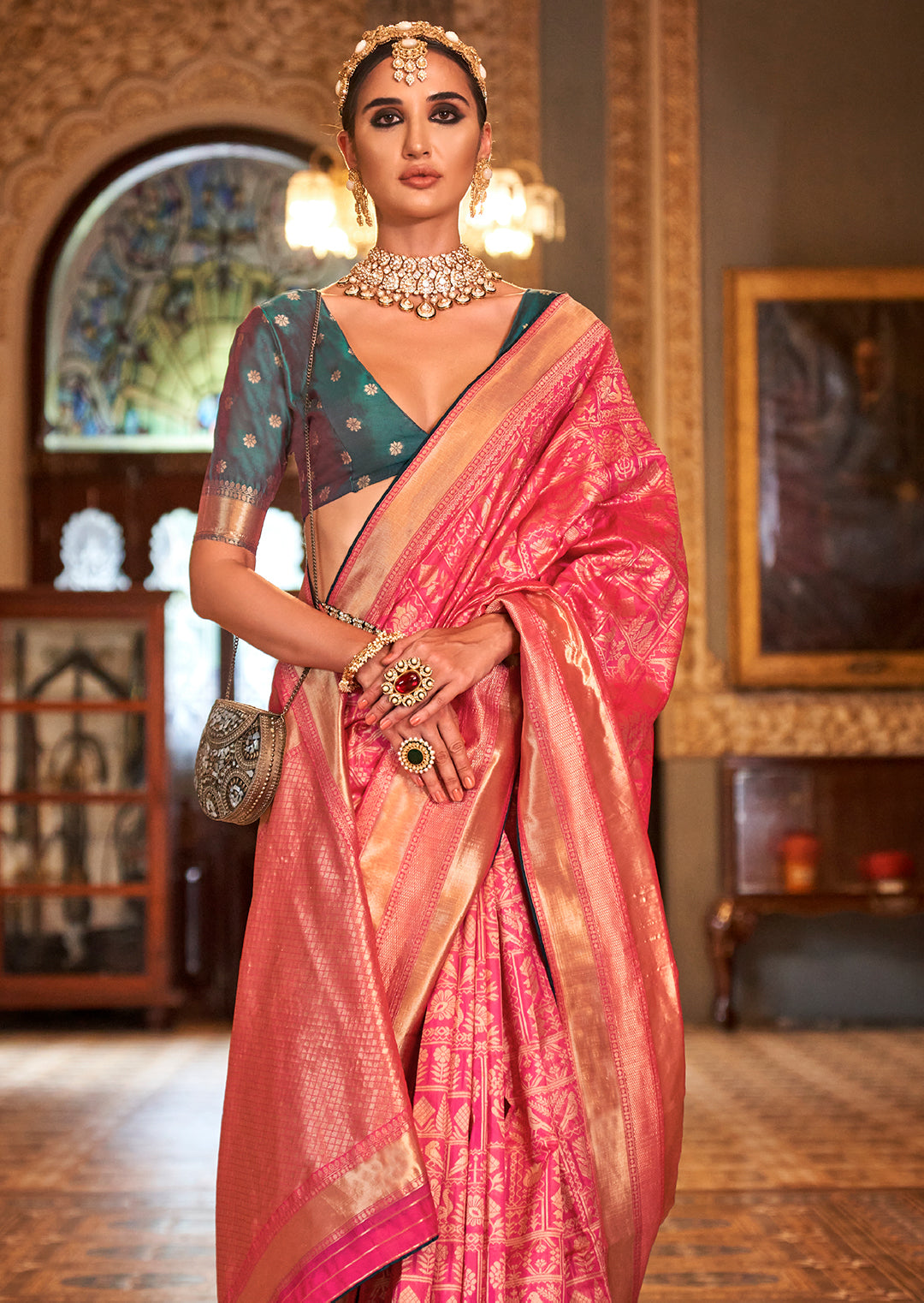 Pink Woven Royal Patola Silk Saree