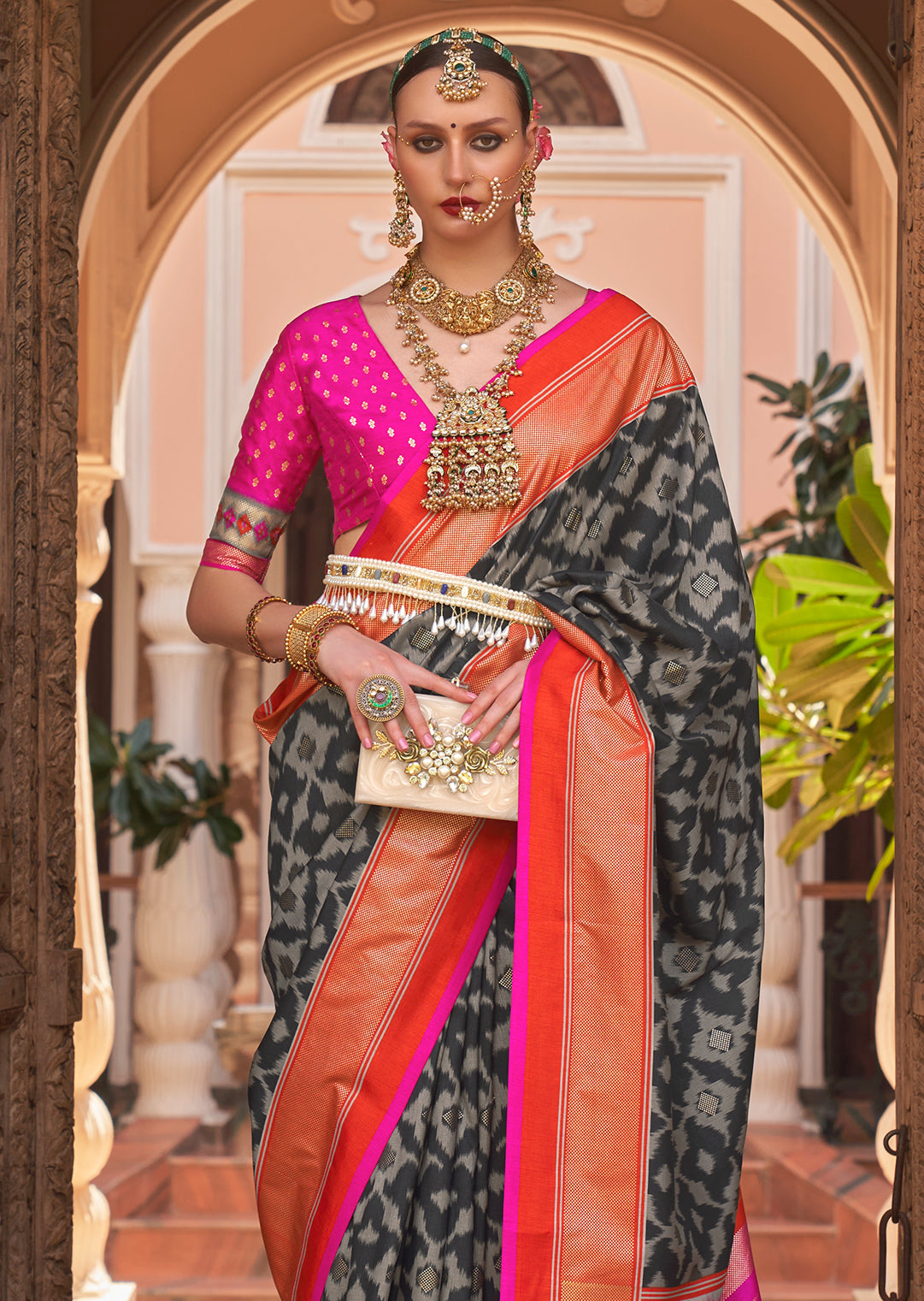 Black Woven Patola Silk Saree