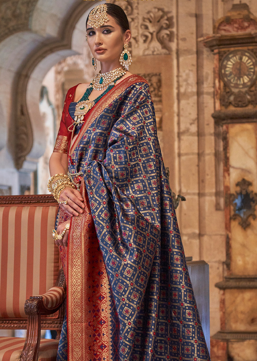 Navy Blue Woven Royal Patola Silk Saree