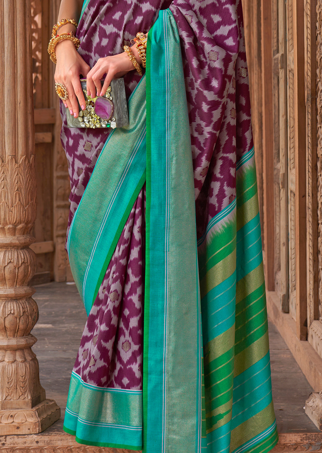 Grape Purple	Woven Patola Silk Saree