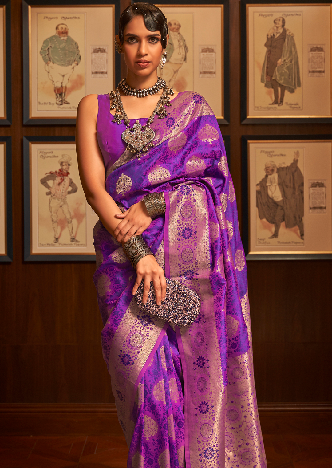 MAGENTA PURPLE ZARI WOVEN HANDLOOM BANARASI SILK SAREE