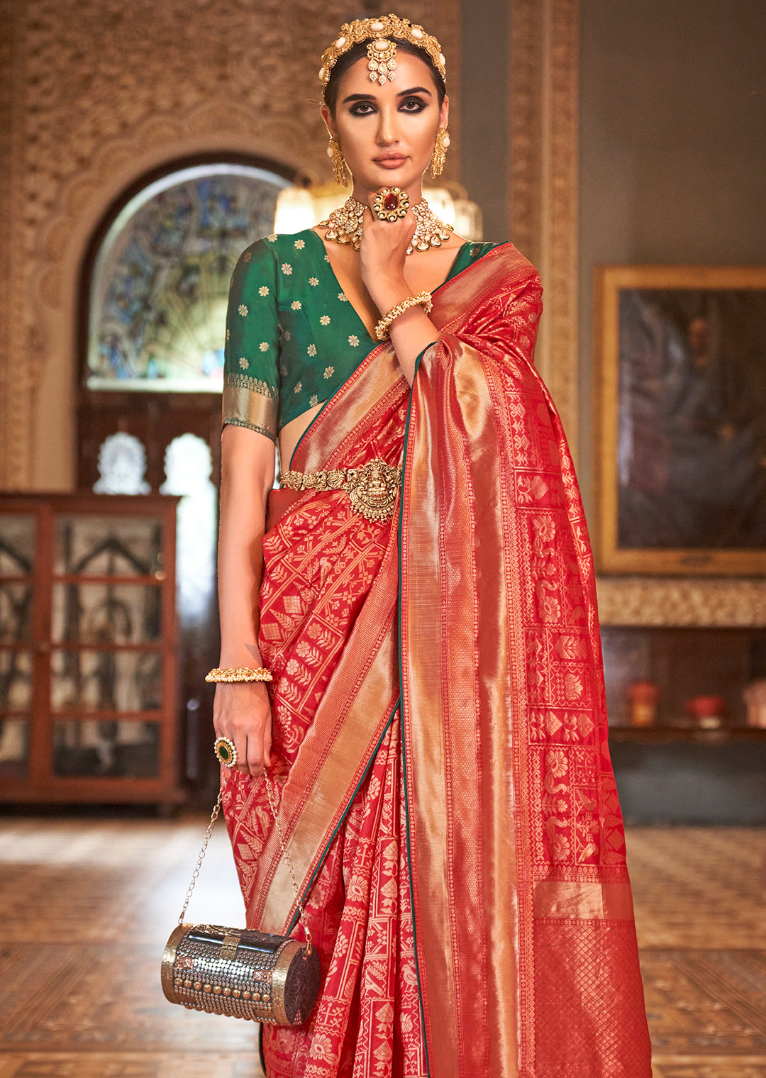 Red Woven Royal Patola Silk Saree