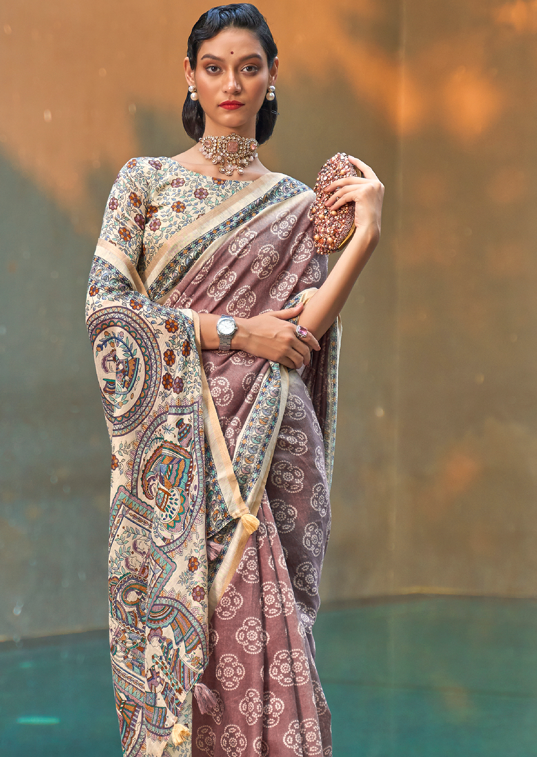 Turkish Pink Woven handloom Chanderi Cotton Saree