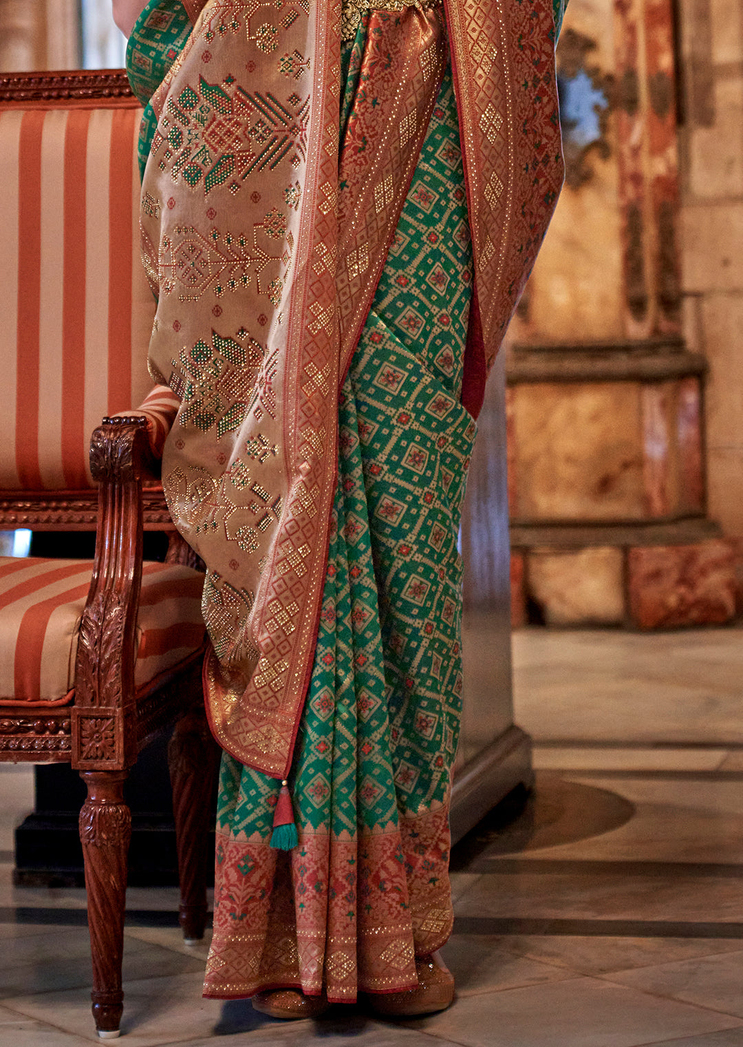 Jade Green Woven Royal Patola Silk Saree