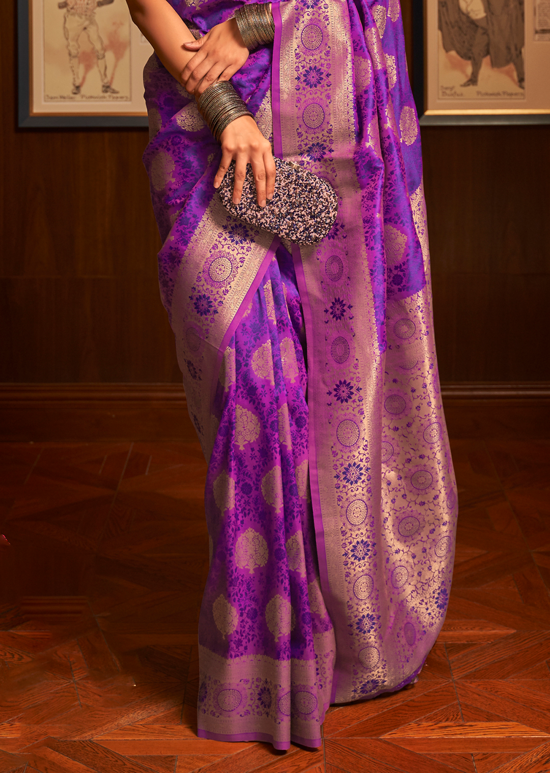 MAGENTA PURPLE ZARI WOVEN HANDLOOM BANARASI SILK SAREE