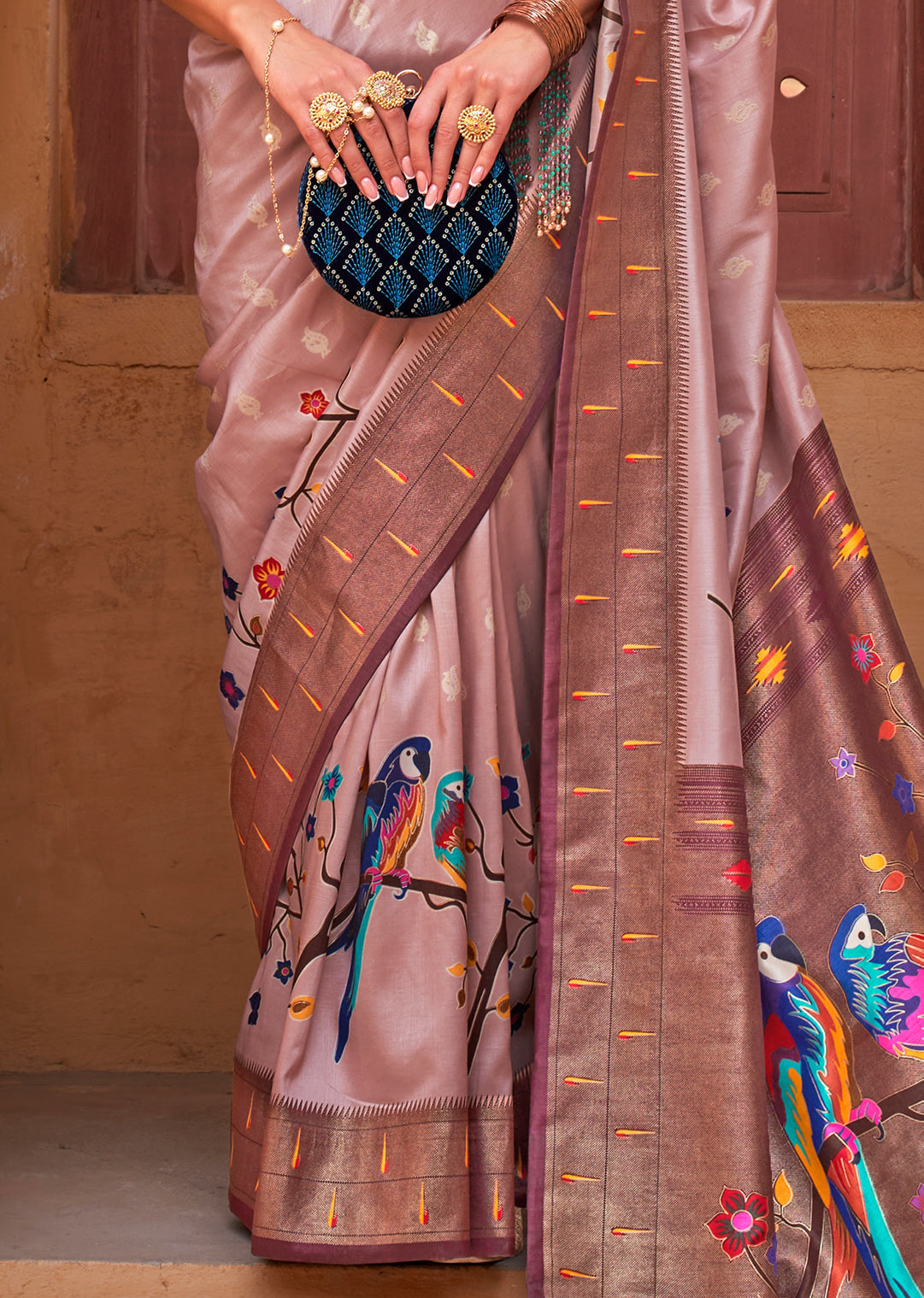 Heather Purple Woven Paithani Silk Saree