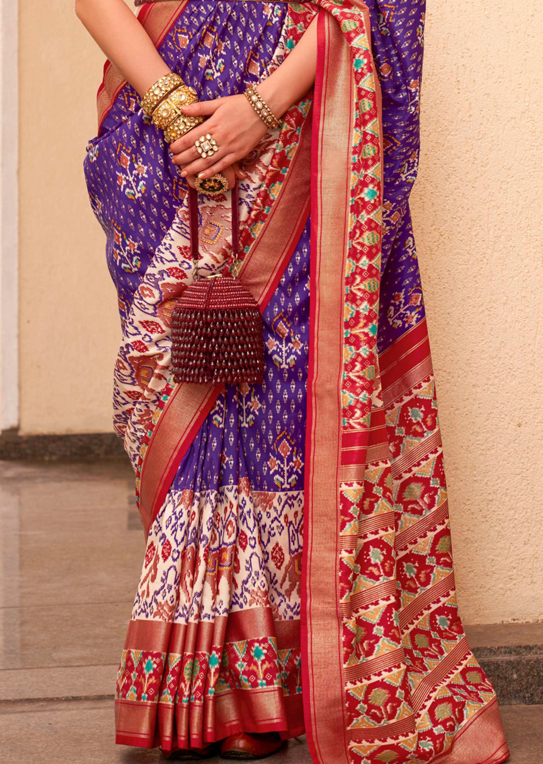 Purple Woven Traditional Patola Silk Saree