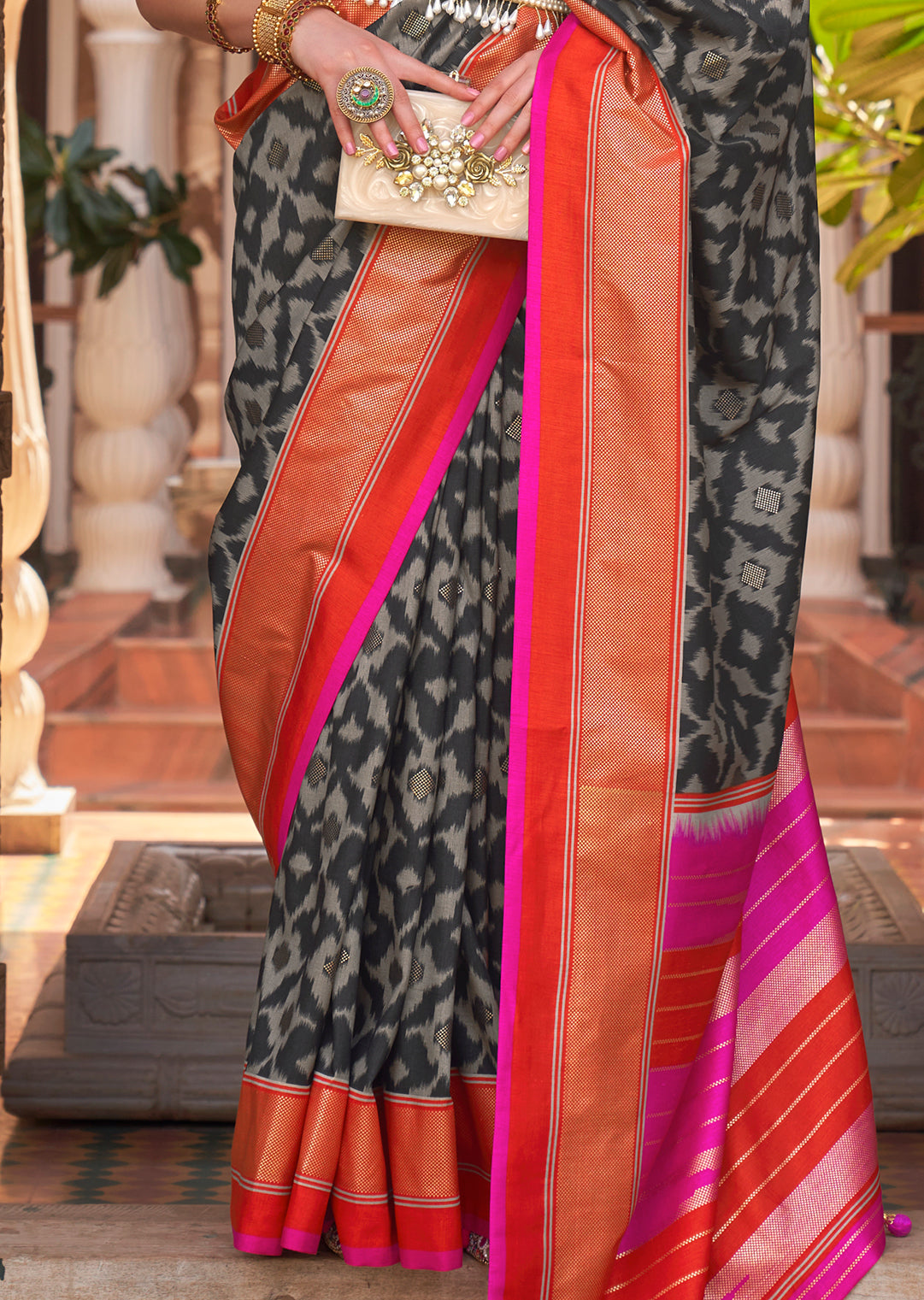 Black Woven Patola Silk Saree