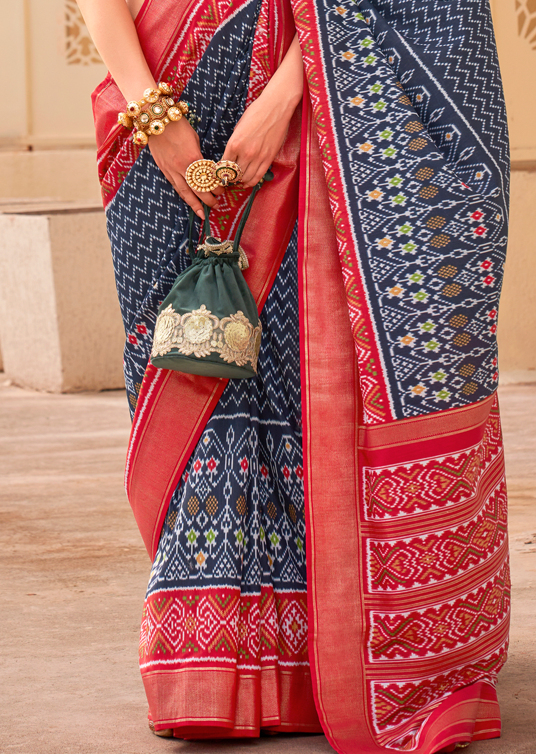 Yale Blue Woven Patola Silk Saree