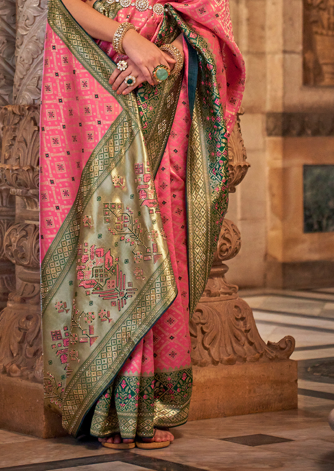 Blush Pink Woven Royal Patola Silk Saree