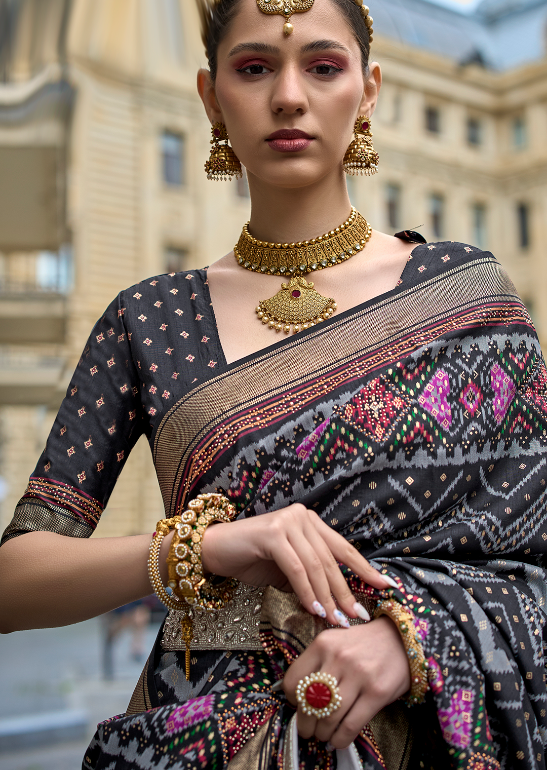 Black Woven Royal Traditional Patola Silk Saree