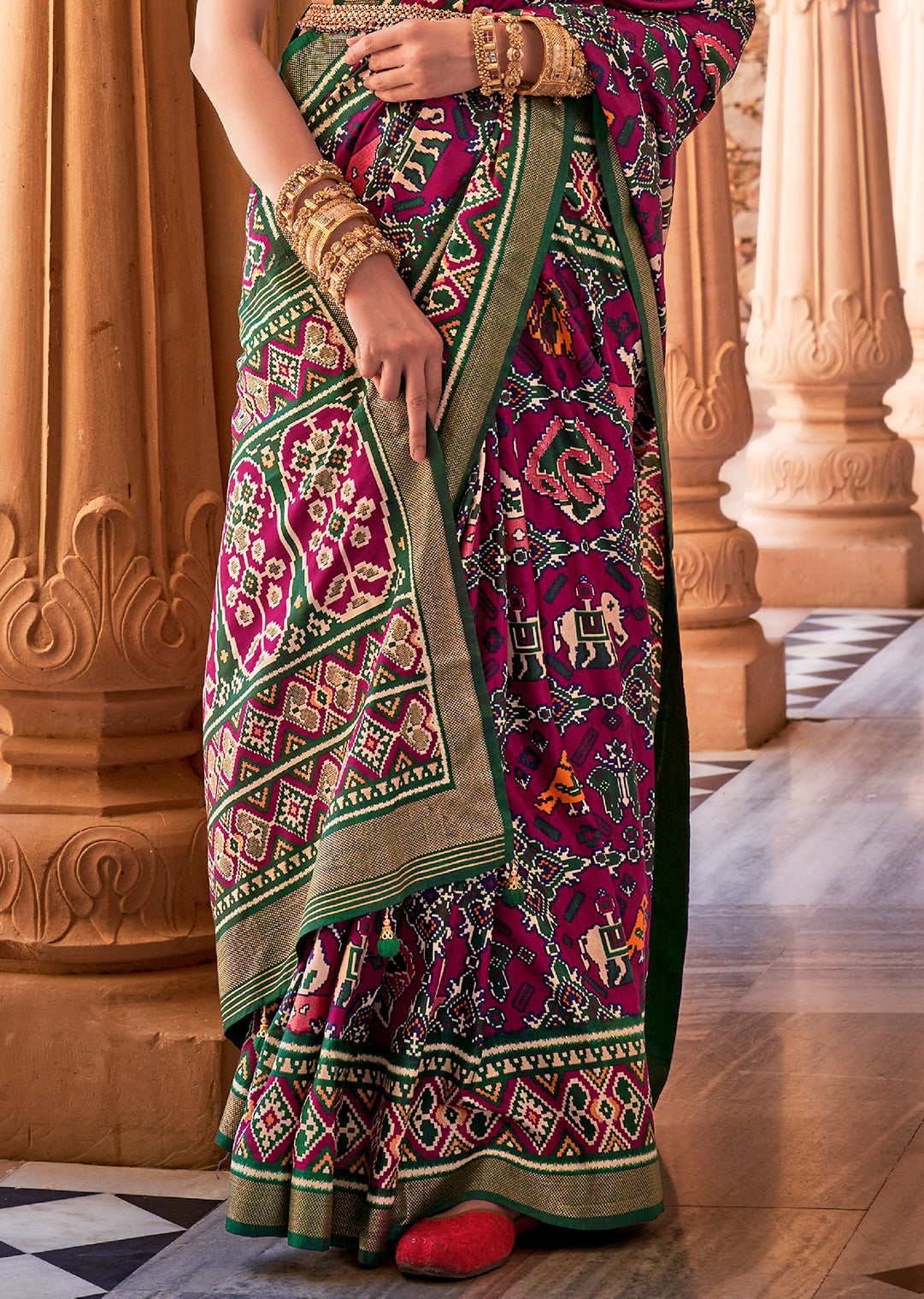 Plum Purple Woven Patola Silk Saree