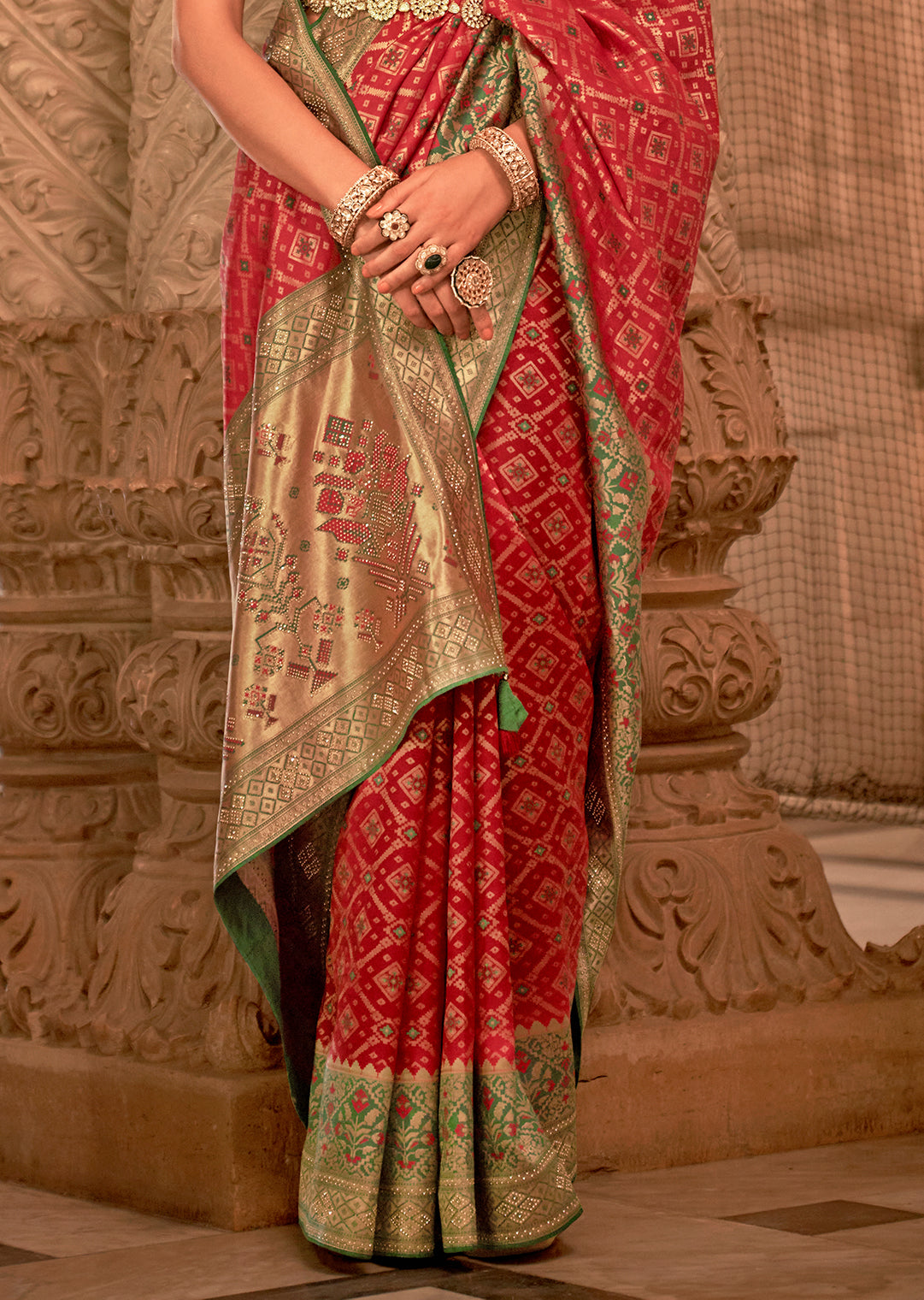 Red	Woven Royal Patola Silk Saree