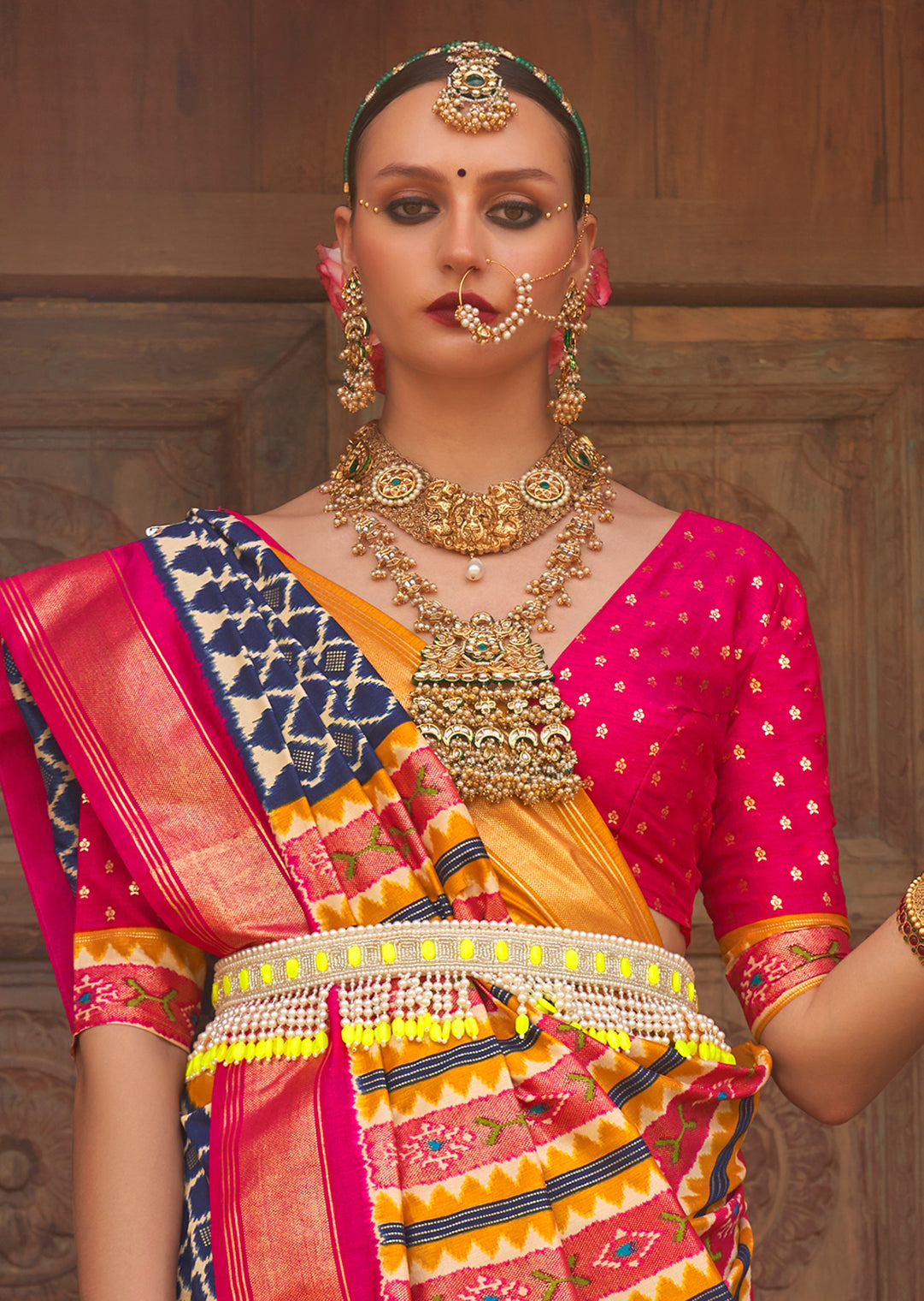 Navy Blue Woven Patola Silk Saree