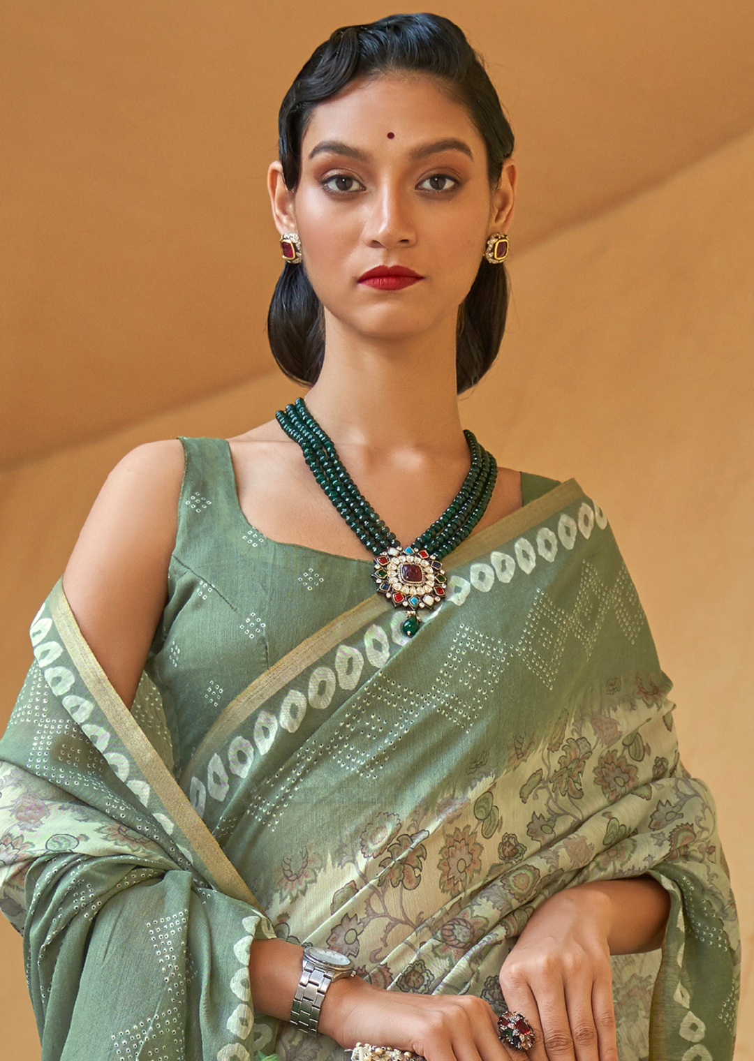 Mint Green Woven handloom Chanderi Cotton Saree