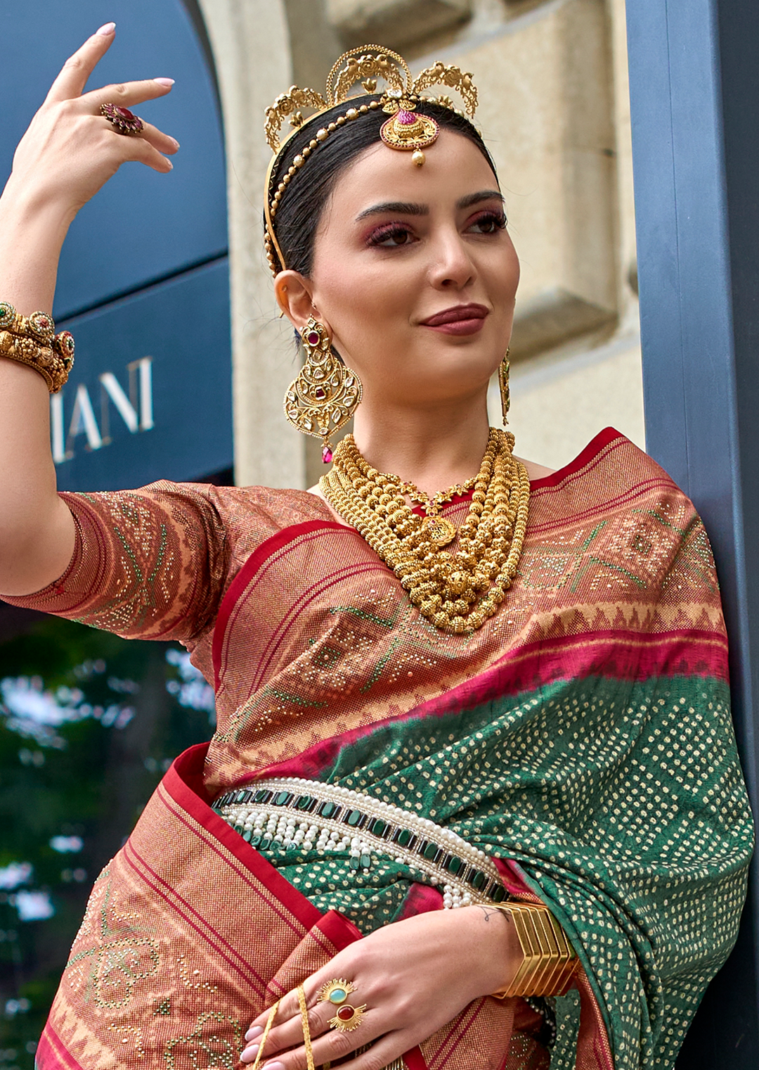 Bottle Green Woven Royal Traditional Patola Silk Saree