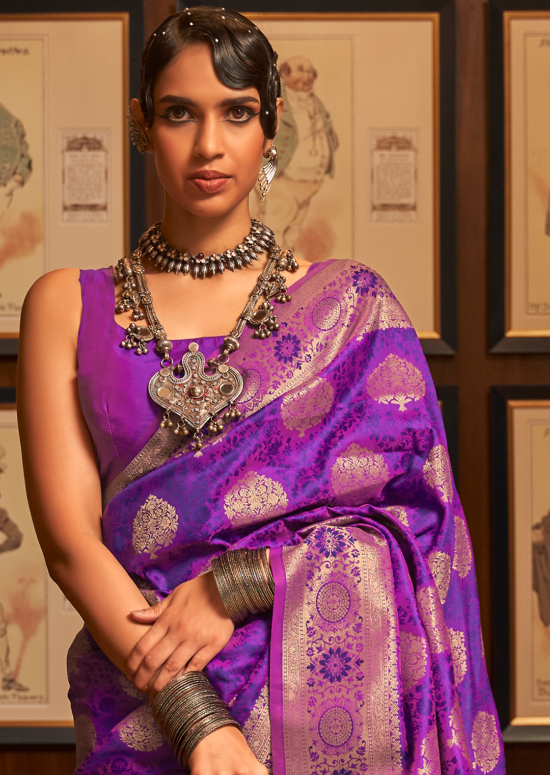 MAGENTA PURPLE ZARI WOVEN HANDLOOM BANARASI SILK SAREE