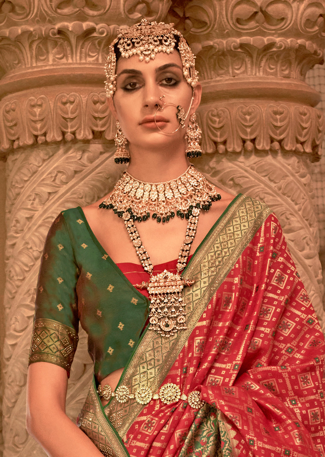 Red	Woven Royal Patola Silk Saree