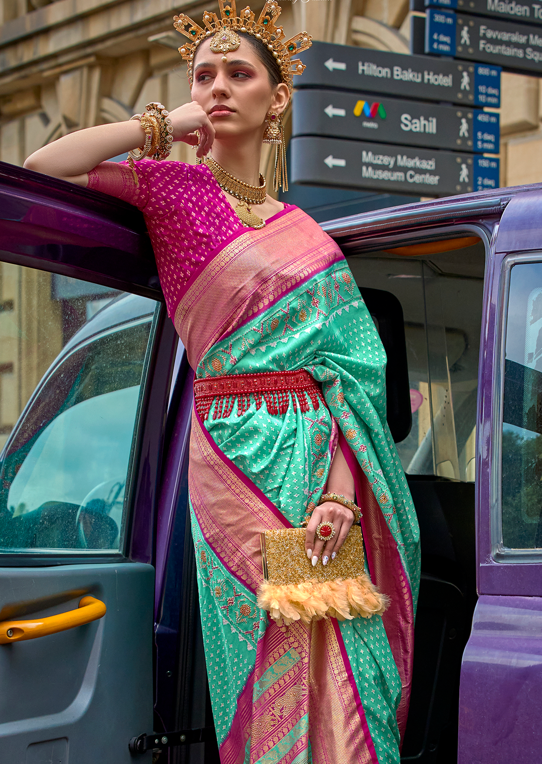 Tiffany Green Woven Royal Traditional Patola Silk Saree