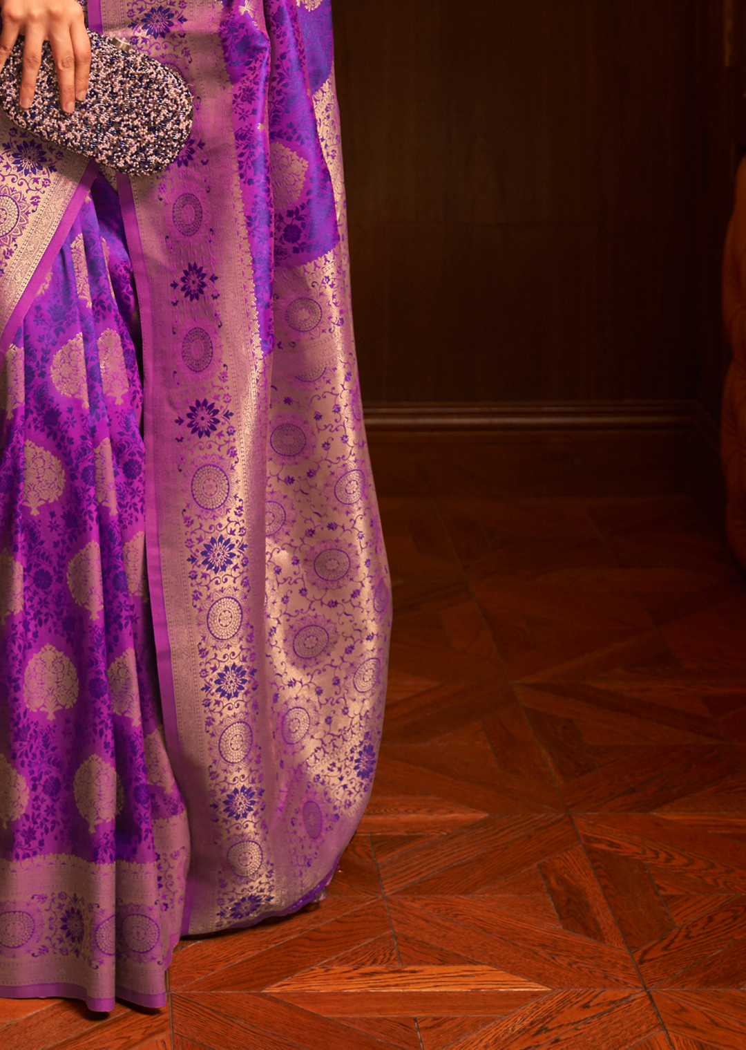 MAGENTA PURPLE ZARI WOVEN HANDLOOM BANARASI SILK SAREE