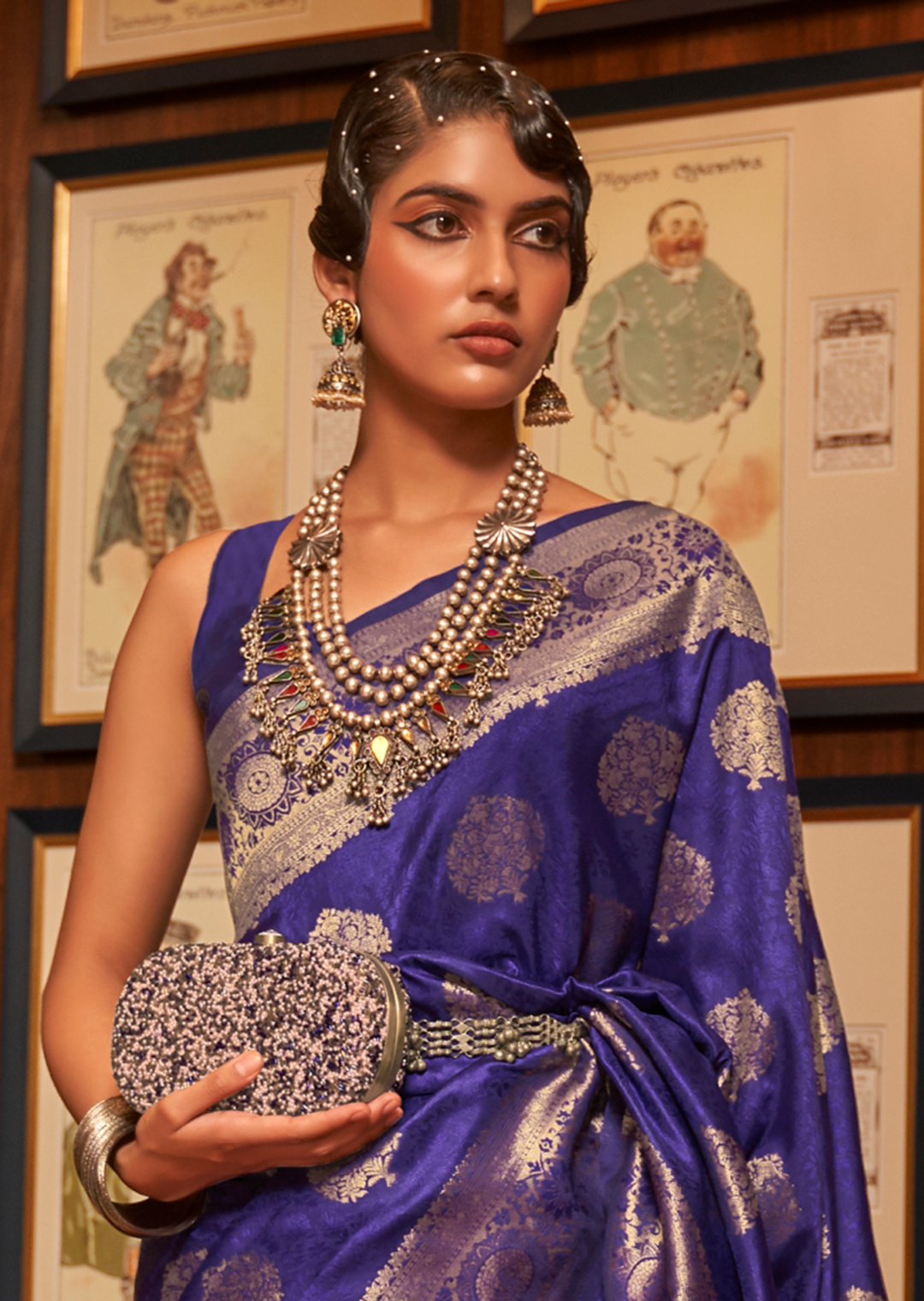 COBALT BLUE ZARI WOVEN HANDLOOM BANARASI SILK SAREE