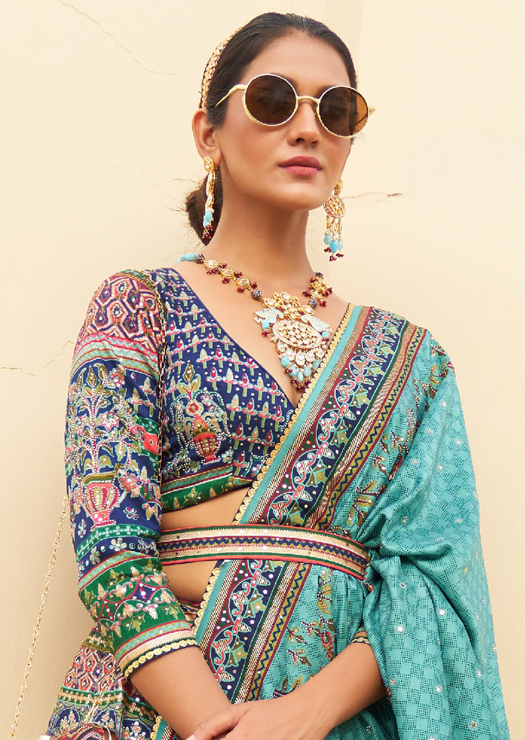 Blue Woven Traditional Rajwadi Patola Silk Lehenga