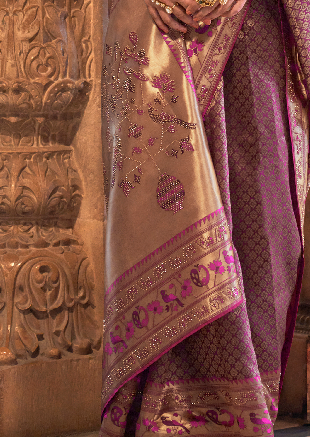 Purple Zari Woven Kanjivaram Paithani Silk Saree