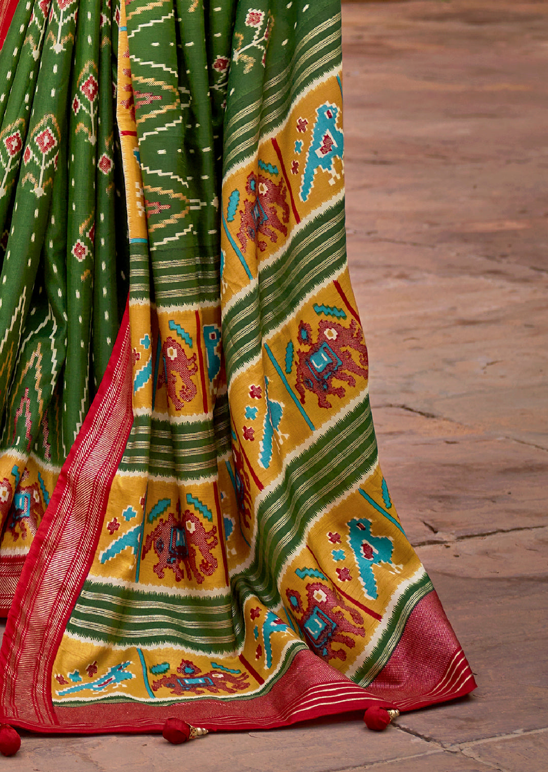 Green Woven Patola Silk Saree