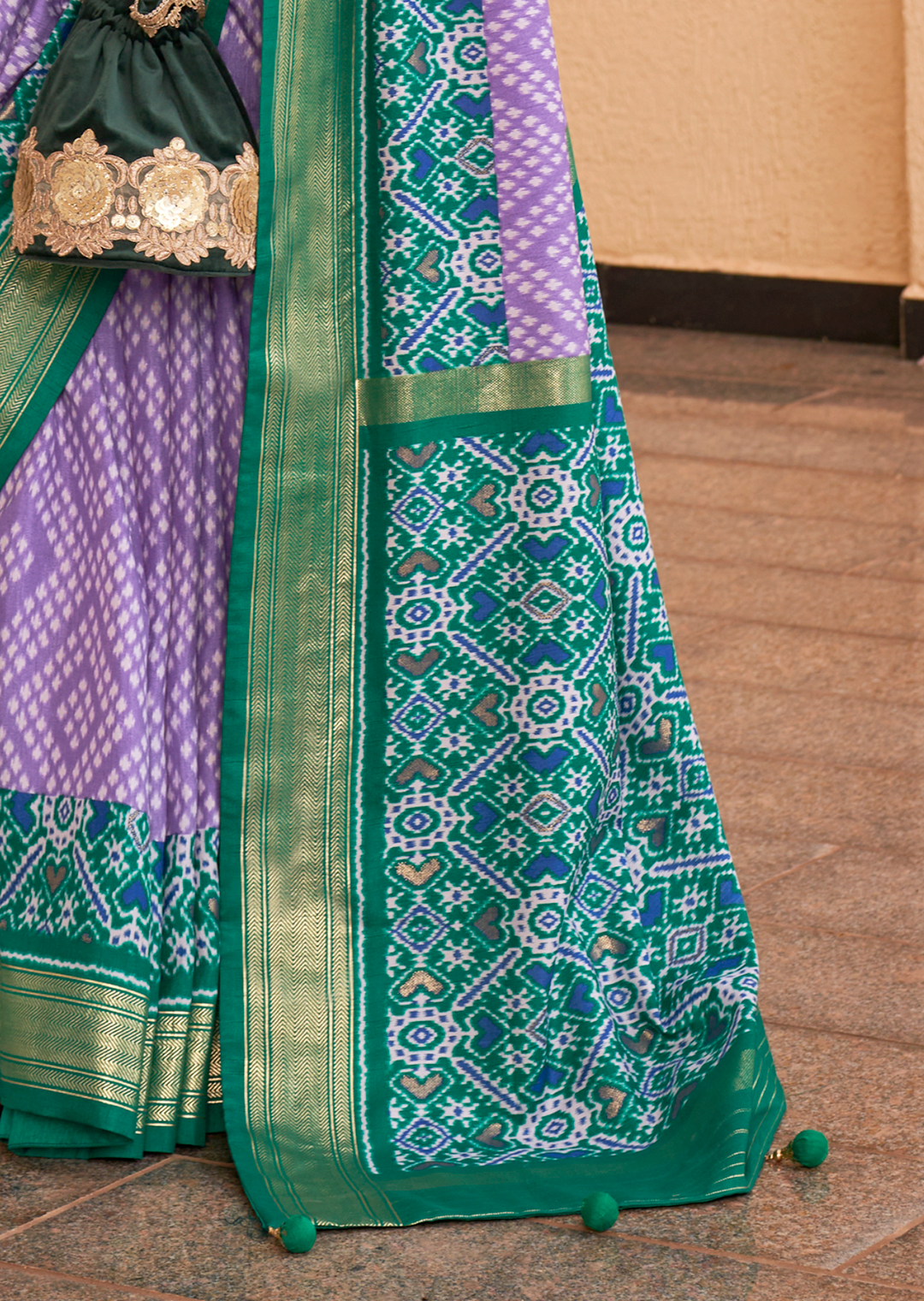 Lavender Purple Woven Patola Silk Saree