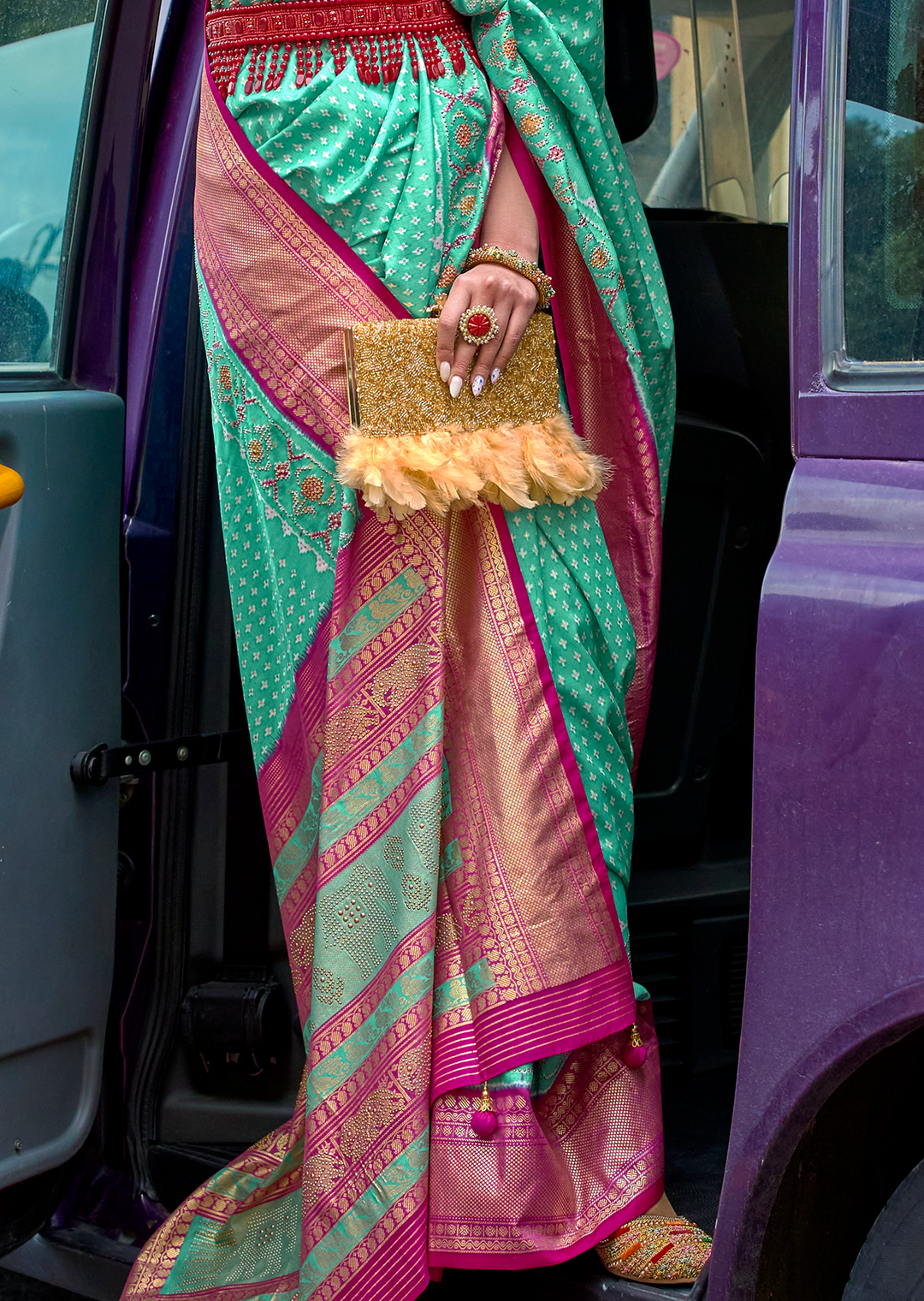 Tiffany Green Woven Royal Traditional Patola Silk Saree