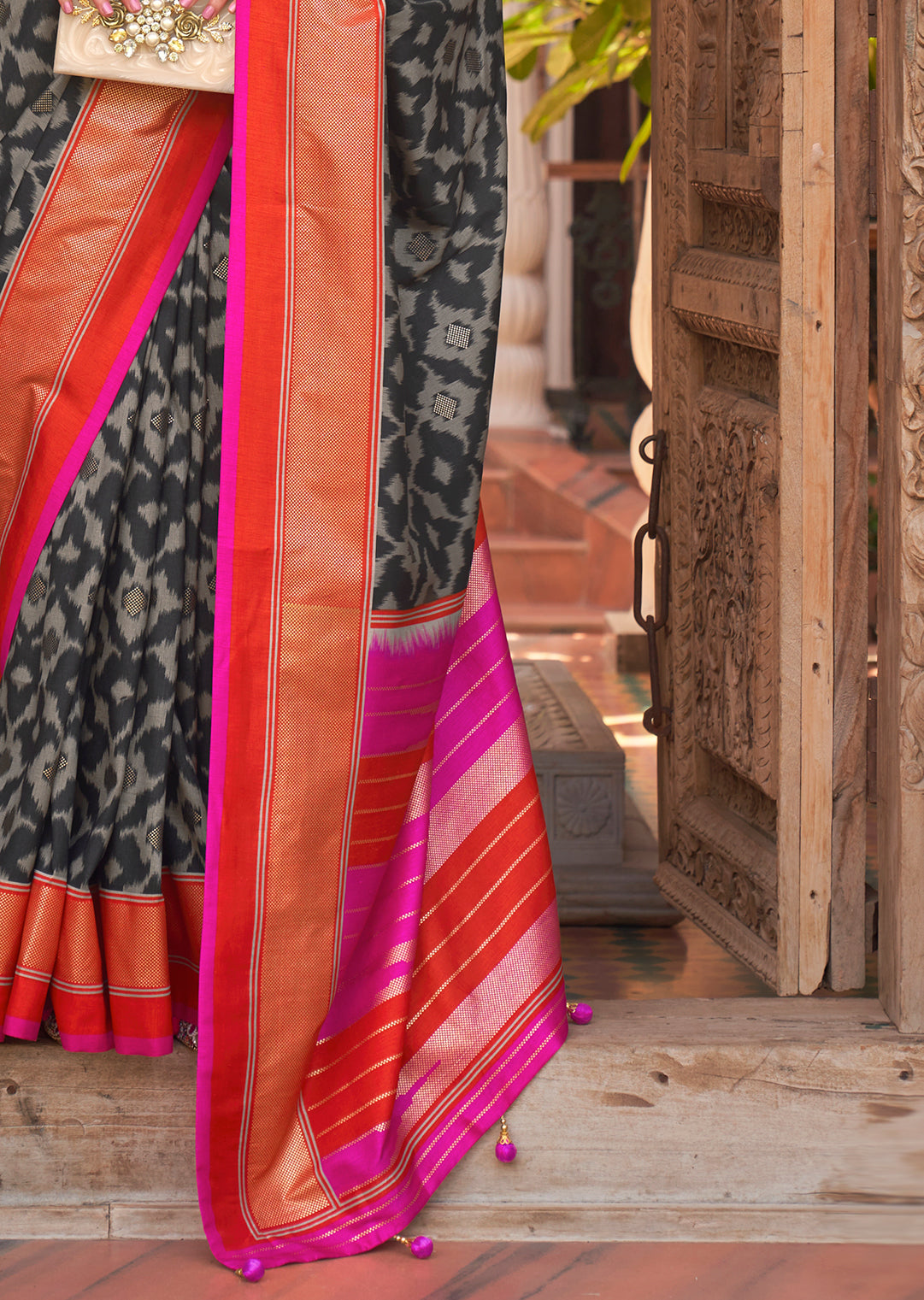 Black Woven Patola Silk Saree