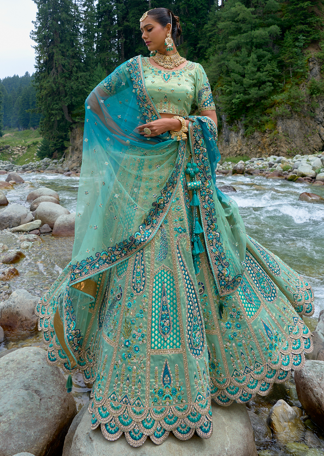 Beautiful Designer Tussar Silk Lehenga Choli Design 1690