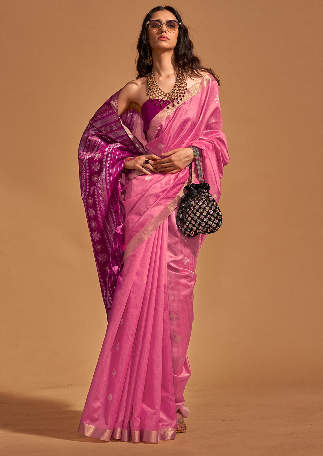 Pink Woven Pure Handloom Silk Saree