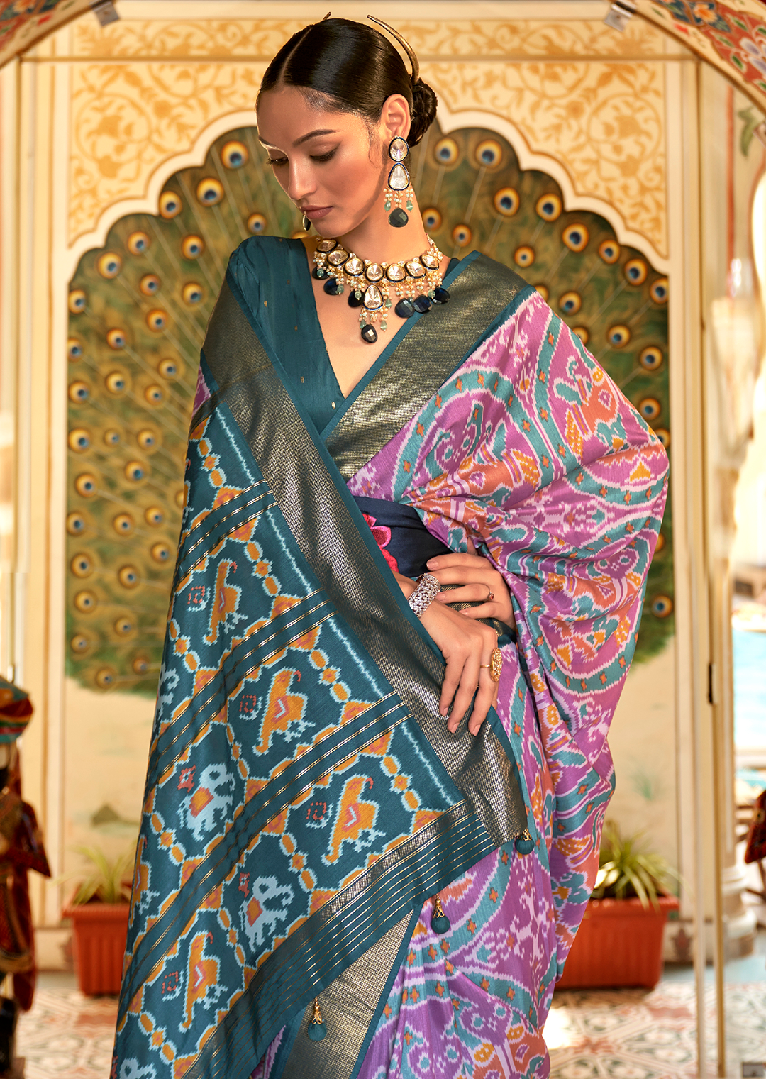 Lavender Woven Royal Traditional Patola Silk Saree