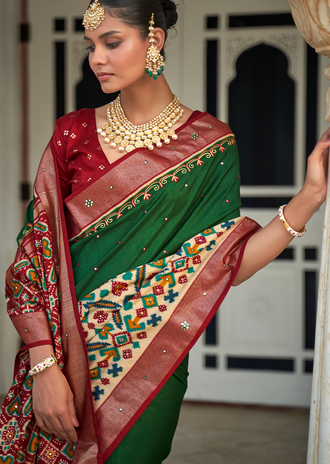 Green Woven Traditional Patola Silk Saree