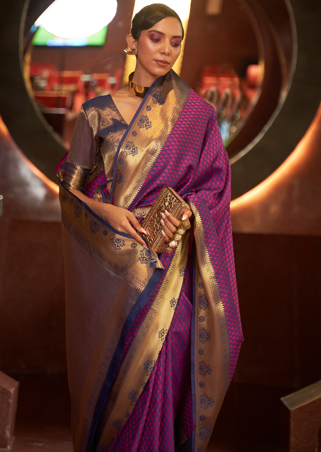 PLUM PURPLE WOVEN HANDLOOM KANJIVARAM SILK SAREE